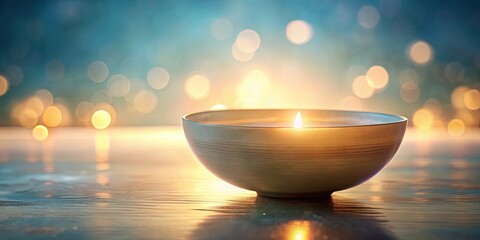 A bowl filled with a gentle glowing light, creating a serene and calming atmosphere