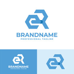 Letters ER Hexagon Logo, suitable for any business with RE or ER initials