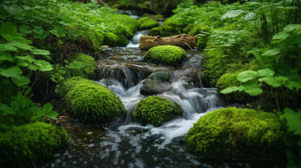 Obraz premium High-Definition Forest Scene with Mossy Rocks