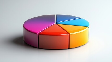 Obraz premium Simple pie chart, clean and modern, white background, 3D illustration, No logo, No Trademark, No text, minimal concept with copy space for stock photo