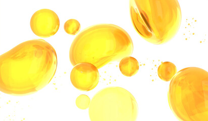 Serum Drops Drops Floating In Air Oil  Liquid 3D Illustration
