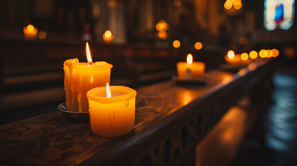 Candles in a dark church