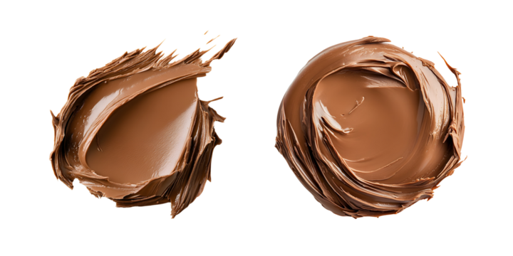 A high-resolution image of creamy chocolate butter on a white background. The smooth and rich texture is emphasized in a close-up view