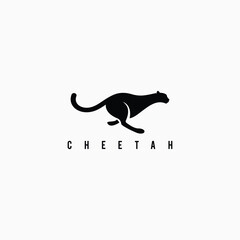 cheetah silhouette logo design vector illustration, fast cheetah animal logo © Been ink