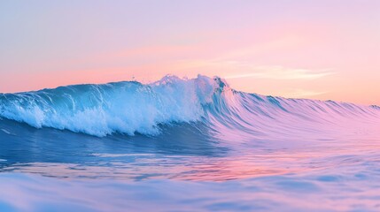 Fototapeta premium Serene Morning Waves Reflecting Pastel Sunrise Sky