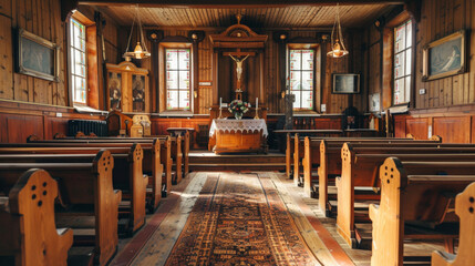 Obraz premium The interior of a small church