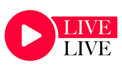 Button for live, video conference, online meeting or social media isolated on white background. 