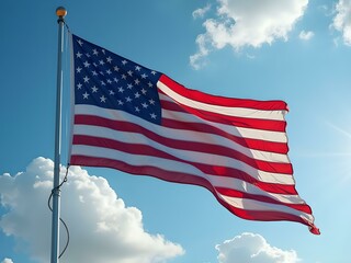 Obraz premium drapeau Américain ciel nuageux