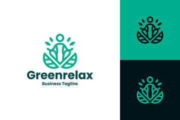 eco leaf yoga logo vector