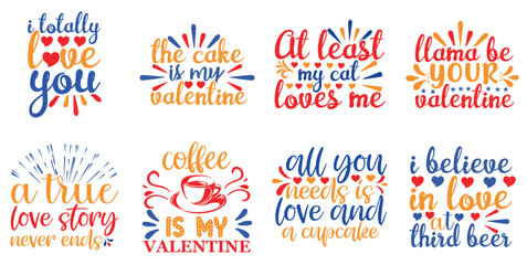 Obraz premium Elegant Valentines Day Typography, Labels And Badges Collection Vector Illustration for Newsletter, Sticker, Social Media Post