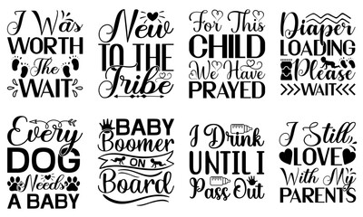 Fototapeta premium Decorative Baby Labels And Badges, Invitation Bundle Vector Illustration for Brochure, Packaging, Poster