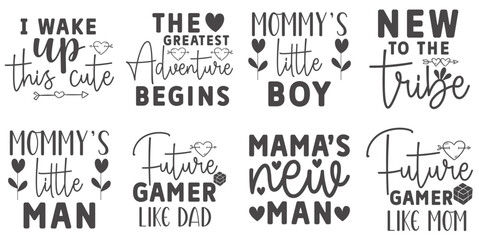 Obraz premium Modern Baby Invitation, Quotes Set Vector Illustration for Label, Poster, Decal