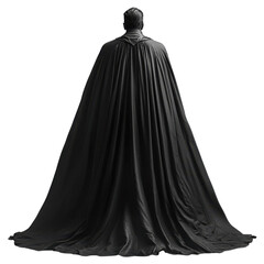 Naklejka premium PNG Mysterious vampire in a long black cape, standing solemnly, exuding an aura of intrigue and power.