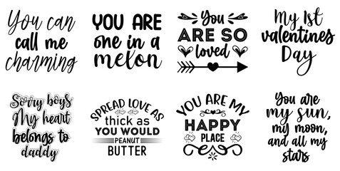 Classic Valentines Calligraphy, Typography Pack Vector Illustration for Packaging, Advertisement, Label