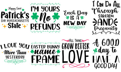 Cute St Patricks Day Calligraphy, Labels And Badges Set Vector Illustration for Advertising, Magazine, Brochure