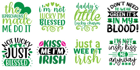 Fototapeta premium Cute St Patricks Day Calligraphic Lettering, Typography Bundle Vector Illustration for Magazine, Advertising, Banner