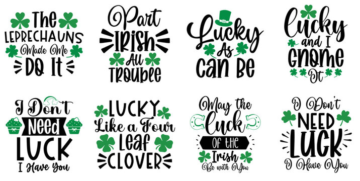 Colourful St Patricks Day Labels And Badges, Phrases Collection Vector Illustration for Poster, Label, Greeting Card