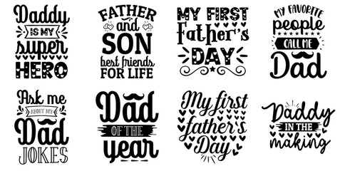 Fototapeta premium Colourful Fathers Day Invitation, Hand Lettering Set Vector Illustration for Social Media Post, Stationery, Banner