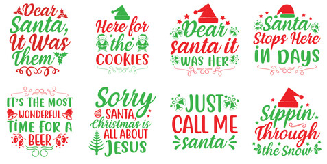 Creative Christmas Phrases, Calligraphic Lettering Pack Vector Illustration for Newsletter, Label, Advertising