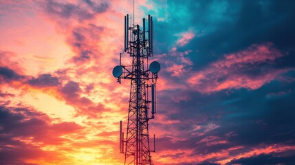 Fototapeta premium Seamless Telephony Network Coverage: Global Reach, Strong Signal Strength, and Crystal-Clear Connections