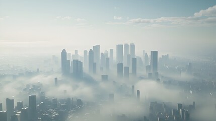 Fototapeta premium Vast Sprawling Megacity with Hazy Horizon and Blending Skyscrapers