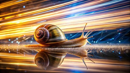 Fast speed snail leaving sparkling trails in a blur of motion © Kukar Studio