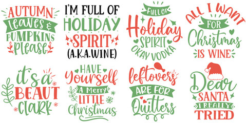 Cute Holiday Calligraphy, Quotes Bundle Vector Illustration for Motion Graphics, Poster, Bookmark