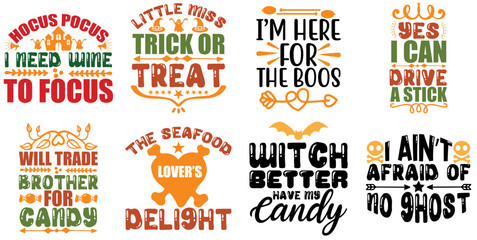 Simple Halloween Trendy Retro Style Illustration, Quotes Collection Vector Illustration for Stationery, Wrapping Paper, Sticker