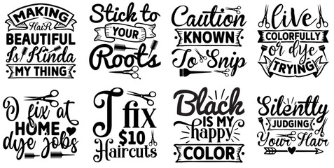 Fototapeta premium Creative Hair Stylist Calligraphy, Invitation Bundle Vector Illustration for Greeting Card, Printing Press, Packaging