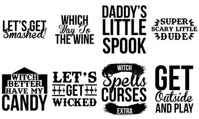 Minimalist Halloween Inscriptions, Quotes Collection Vector Illustration for Announcement, Infographic, Logo