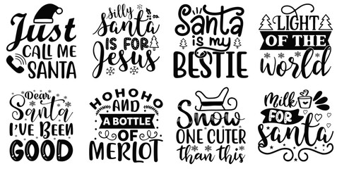 Fototapeta premium Colourful Christmas Calligraphy, Calligraphic Lettering Set Vector Illustration for Magazine, Mug Design, Sticker