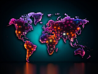 Amazing A detailed map of the world with vibrant, multicolored lines connecting various countries