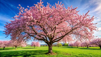 Botanical of a blooming cherry tree in full bloom