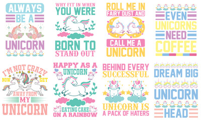 Modern Unicorn Typography, Invitation Pack Vector Illustration for Advertisement, Magazine, Greeting Card