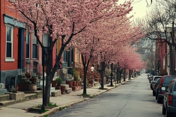 Obraz premium Baltimore House. American Cityscape: Streets of Baltimore, Maryland, USA in Spring