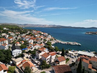 Obraz premium Drone foto - a beautiful Croatian town on the cost of the Adriatic Sea