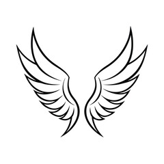 Elegant vector illustration of detailed stylized wings, ideal for tattoos, logos, and artistic designs.
