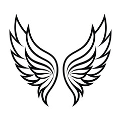 Elegant vector illustration of detailed stylized wings, ideal for tattoos, logos, and artistic designs.