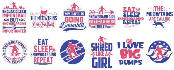 Obraz premium Classic Snowboarding Invitation, Inscriptions Pack Vector Illustration for Vouchers, T-Shirt Design, Wrapping Paper