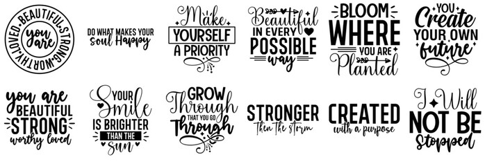 Fototapeta premium Minimalist Inspirational Invitation, Calligraphic Lettering Collection Vector Illustration for Banner, Stationery, Presentation