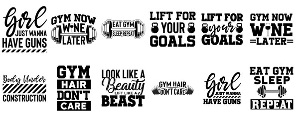 Decorative Fitness Gym Invitation, Inscriptions Collection Vector Illustration for Announcement, Banner, Sticker