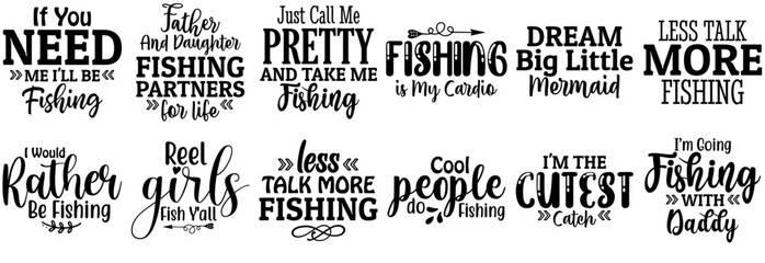 Fototapeta premium Modern Fishing Trendy Retro Style Illustration, Labels And Badges Pack Vector Illustration for Infographic, Vouchers, Greeting Card