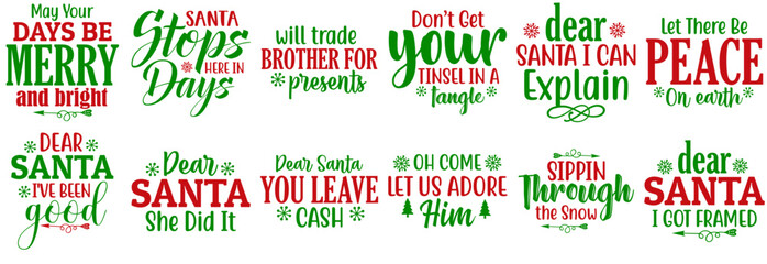 Cute Christmas Invitation, Labels And Badges Set Vector Illustration for Postcard, Banner, Poster