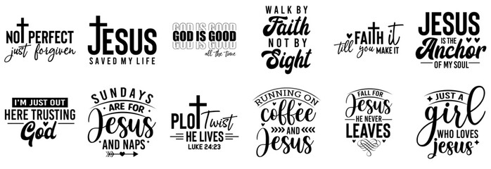 Fototapeta premium Colourful Christian Calligraphic Lettering, Invitation Collection Vector Illustration for Magazine, Poster, Packaging