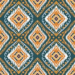  Ikat ethnic abstract beautiful art. Ikat seamless pattern in tribal, folk embroidery.