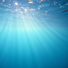 Obraz premium Sunlight Rays Penetrating the Ocean Surface Underwater