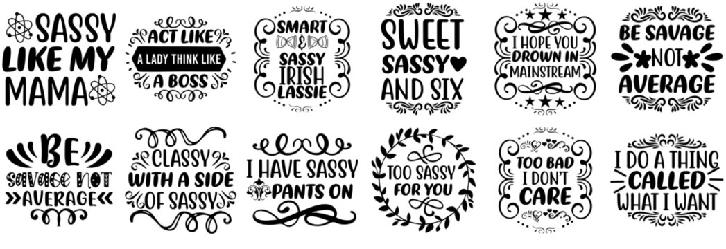 Simple Sassy Inscriptions, Invitation Set Vector Illustration for Banner, Sticker, Announcement