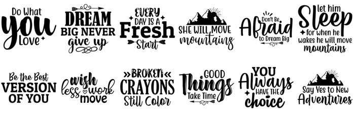 Minimal Motivational Invitation, Inscriptions Set Vector Illustration for Book Cover, Motion Graphics, Advertising