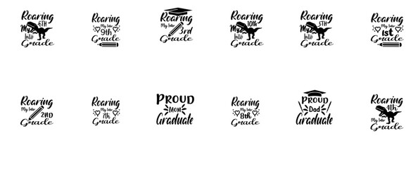 Simple Homeschool Phrases, Hand Lettering Set Vector Illustration for Greeting Card, Poster, Bookmark