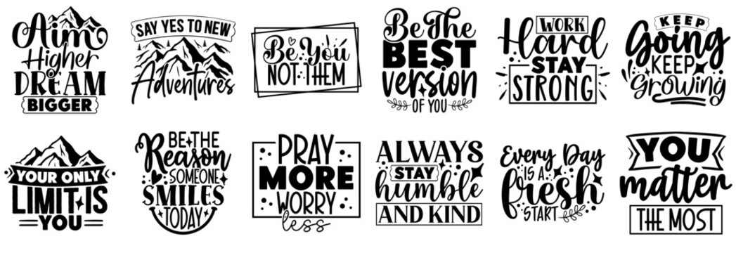 Modern Inspirational Invitation, Phrases Set Vector Illustration for Decal, Bookmark, Vouchers